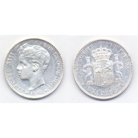 Alfonso XIII. 1900*(19-00). 1 Peseta (EBC) (Plata) Ceca de Madrid SM-V