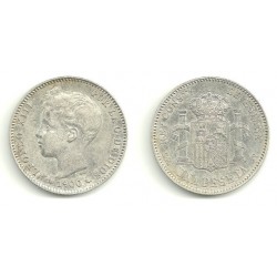 Alfonso XIII. 1900*(19-00). 1 Peseta (MBC) (Plata) Ceca de Madrid SM-V