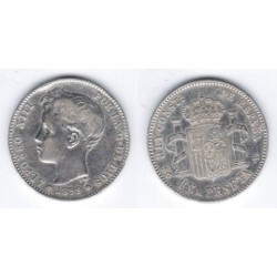 Alfonso XIII. 1899*(18---). 1 Peseta (MBC) (Plata) Ceca de Madrid SG-V