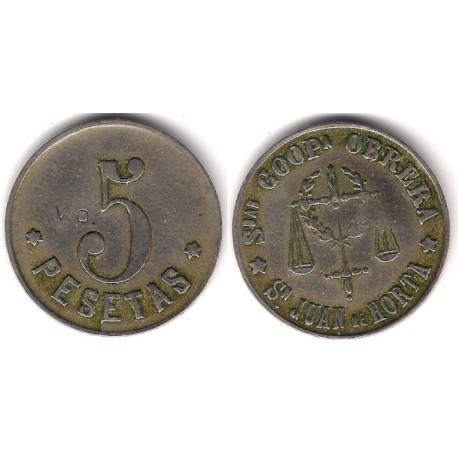 Sociedad Cooperativa Obrera San Juan de Horta. 5 Pesetas (MBC)