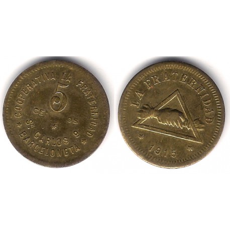 Cooperativa La Fraternidad. Barceloneta. 1915. 5 Céntimos (MBC)