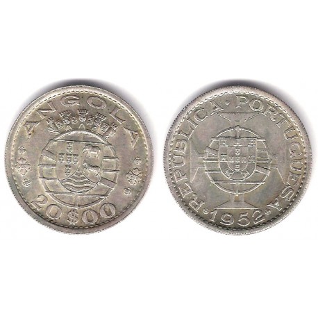 (74) Angola. 1952. 20 Escudos (EBC) (Plata)