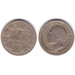 (6) Yugoslavia. 1925. 2 Dinara (BC+)
