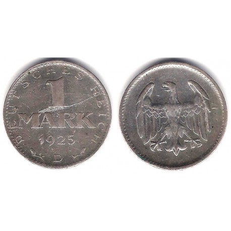 (42) Imperio Alemán (Weimar). 1925(D). 1 Mark (MBC) (Plata)