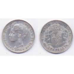 Alfonso XIII. 1896*(18-96). 1 Peseta (EBC) (Plata) Ceca de Madrid PG-V