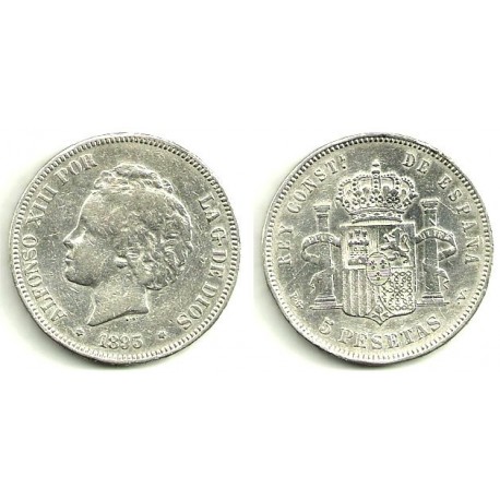 Alfonso XIII. 1893*(-----). 5 Pesetas (BC) (Plata) Ceca de Madrid PG-V