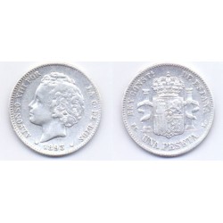 Alfonso XIII. 1893*(18-93). 1 Peseta (MBC) (Plata) Ceca de Madrid PG-L