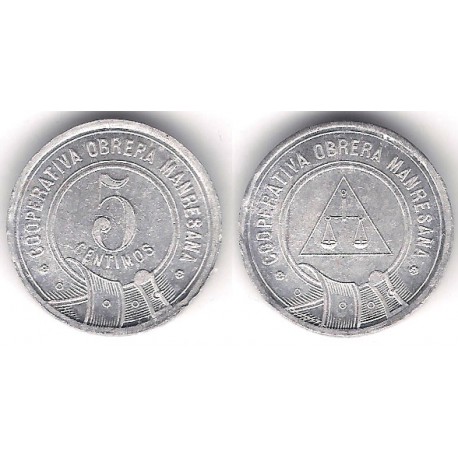 Cooperativa Obrera Manresana. 1937. 5 Céntimos (MBC)