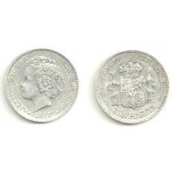 Alfonso XIII. 1893*(18-93). 1 Peseta (MBC) (Plata) Ceca de Madrid PG-L