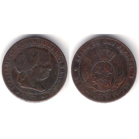 Isabel II. 1867. 2½ Céntimos de Escudo (BC) Variante SIN OM
