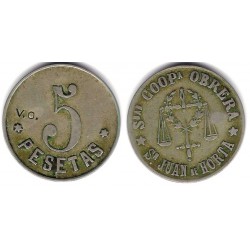 Sociedad Cooperativa Obrera San Juan de Horta. 5 Pesetas (MBC)