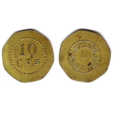 Cooperativa Adelanto Obrero. 10 Céntimos (BC+)