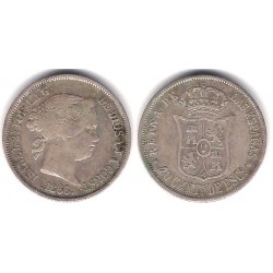 Isabel II. 1866. 40 Céntimos de Escudo (MBC) (Plata) Ceca de Madrid