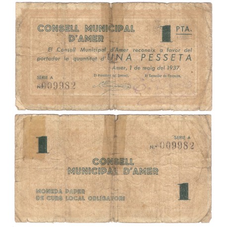 Amer. 1937. 1 Peseta (RC) Roturas