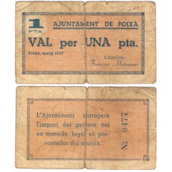 Foixà. 1937. 1 Peseta (BC) Roturas
