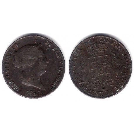 Isabel II. 1857. 25 Céntimos de Real (MBC-) Ceca de Segovia