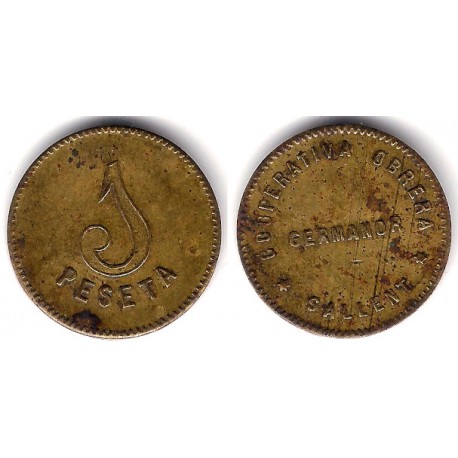 Cooperativa Obrera Germanor. Sallent. 1 Peseta (MBC-)
