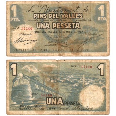 Pins del Vallés. 1937. 1 Peseta (BC)