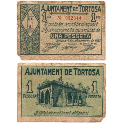 Tortosa. 1937. 1 Peseta (BC) Roturas