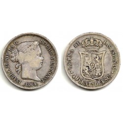 Isabel II. 1864. 40 Céntimos de Escudo (MBC-) (Plata)