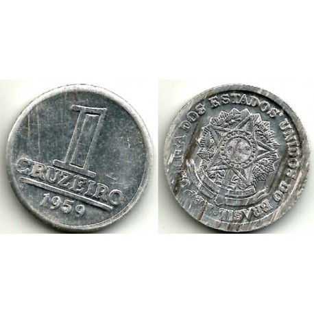 (570) Brasil. 1959. 1 Cruzeiro (MBC) Defecto de Acuñación
