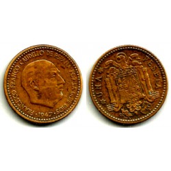 Estado Español. 1947*(19-54). 1 Peseta (BC) Exceso de metal