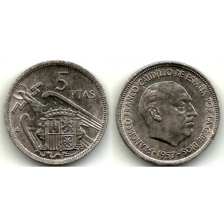 Estado Español. 1957*(69). 5 Pesetas (MBC+)