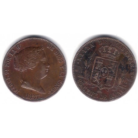 Isabel II. 1857. 25 Céntimos de Real (MBC+) Ceca de Segovia