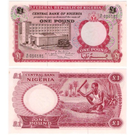 (8) Nigeria. 1967. 1 Pound (SC-) Pequeña mancha