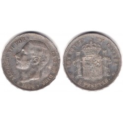 Alfonso XII. 1885*(18-87). 5 Pesetas (MBC+/EBC-) (Plata) Ceca de Madrid MS-M