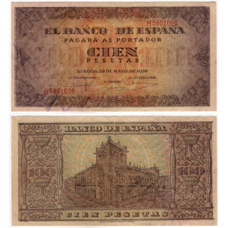 Estado Español. 1938. 100 Pesetas (MBC+) Serie H