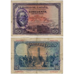 España. 1927. 50 Pesetas (BC) Con Sello Repúblicano