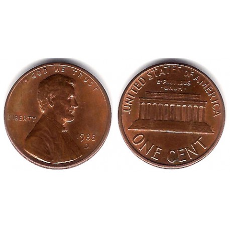 (201) Estados Unidos de América. 1988(D). 1 Cent (EBC)