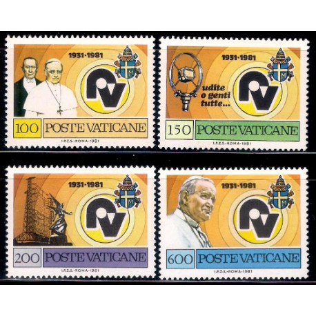 (681 a 684) Ciudad del Vaticano. 1981. Serie 50 Aniv. Radio (Nuevo)
