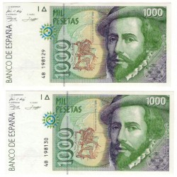 España. 1992. 1000 Pesetas (x2) (EBC) Serie 4B