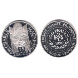 (989) Francia. 1990. 15 Ecus (Proof) (Plata)