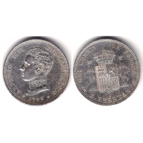 Alfonso XIII. 1905*(19-05). 2 Pesetas (EBC) (Plata)
