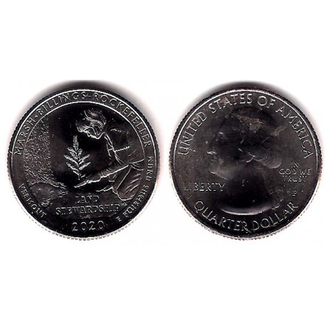 Estados Unidos de América. 2020(P). Quarter Dollar (SC) Marsh-Billings-Rockefeller