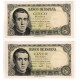 Estado Español. 1951. 5 Pesetas (x2) (EBC+) Serie 1D. Pareja Correlativa