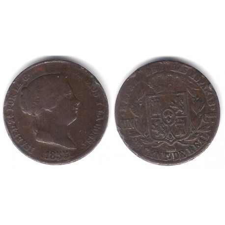 Isabel II. 1855. 25 Céntimos de Real (BC) Ceca de Segovia