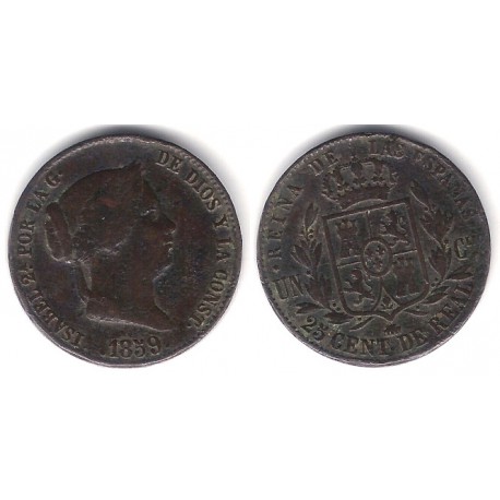 Isabel II. 1859. 25 Céntimos de Real (MBC-) Ceca de Segovia