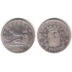 Gobierno Provisional. 1870*(1--73). 2 Pesetas (BC+) (Plata) Ceca de Madrid DE-M