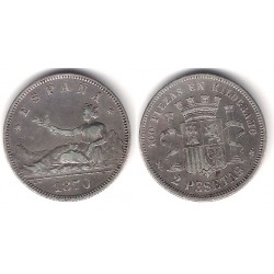 Gobierno Provisional. 1870*(18-73). 2 Pesetas (MBC) (Plata) Ceca de Madrid DE-M