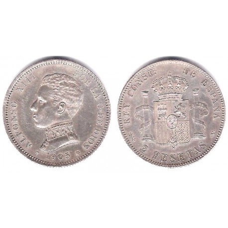Alfonso XIII. 1905*(19-05). 2 Pesetas (SC-) (Plata) Ceca de Madrid SM-V