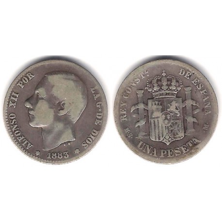 Alfonso XII. 1883*(-----). 1 Peseta (BC) (Plata) Ceca de Madrid MS-M