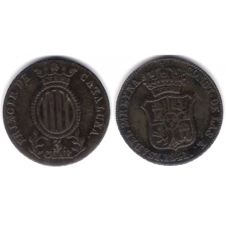 Isabel II. 1841. 3 Cuartos (EBC) Ceca de Cataluña