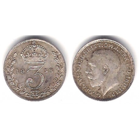 (813) Gran Bretaña. 1918. 3 Pence (MBC+) (Plata)