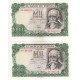 Estado Español. 1971. 1000 Pesetas (x2) (EBC+) Serie 4G. Pareja correlativa