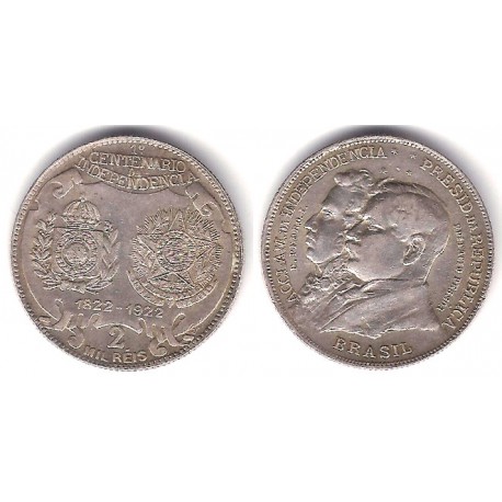 (523) Brasil. 1922. 2000 Reis (EBC+) (Plata)