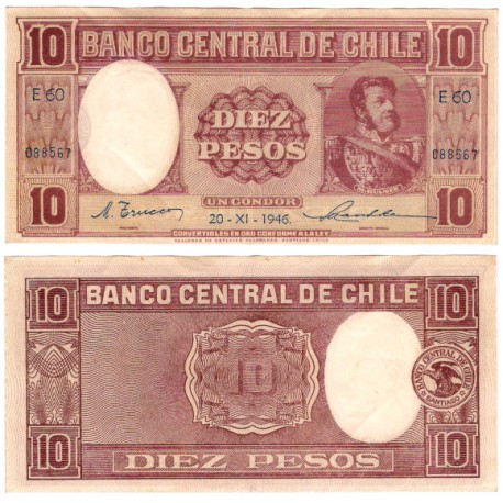(103) Chile. 1946. 10 Pesos (MBC)